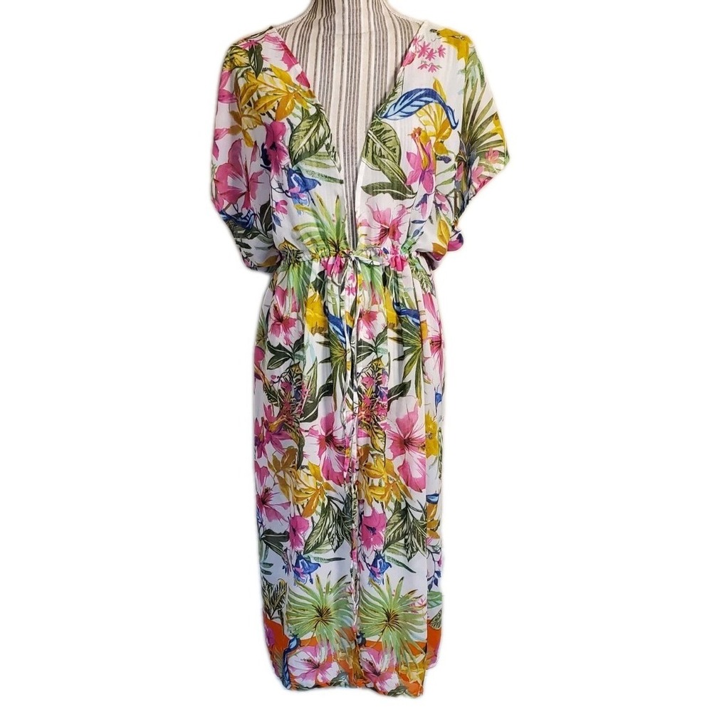 Live 4 Truth Women's 2XL Floral Open Front Sheer Cardigan Kimono Front Tie